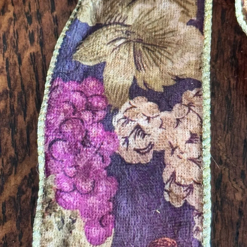 CUSTOM Gold Plum Floral Wired Bow Ribbon Set Floral Arrangement Gift Bows Wreath